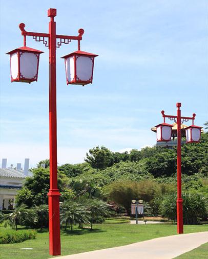 紅色雙頭公園/景區(qū)中式特色庭院燈樣式圖片